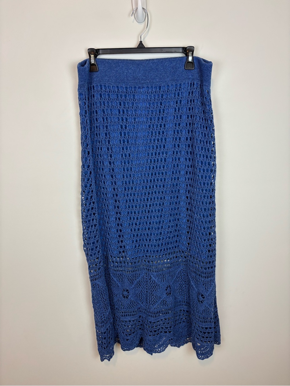 Lauren Ralph Lauren Pointelle-Knit Linen-Blend Crochet Midi Skirt Size L - Picture 4 of 9